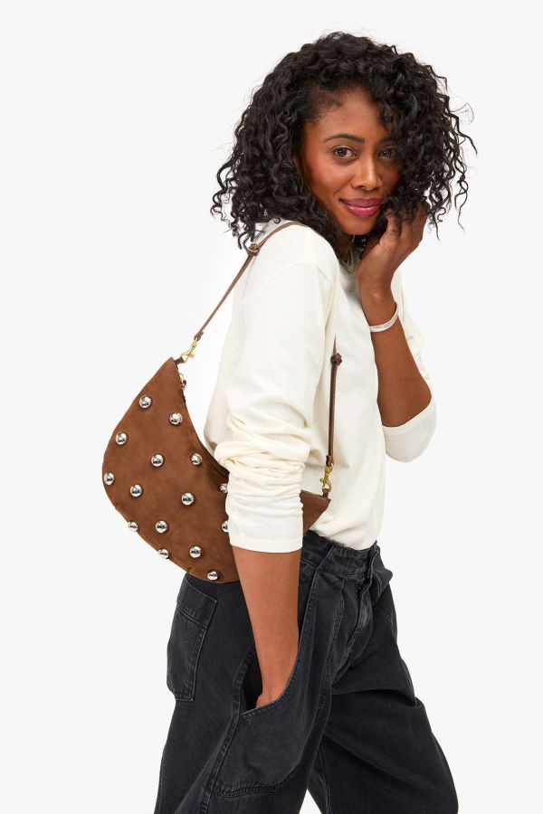 Clare V. Lune W/ Studs Shoulder Bag - Choco Bar