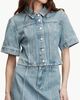 Veronica Beard Malcom Cropped Denim Jacket - Silver Dust - Thumbnail 2