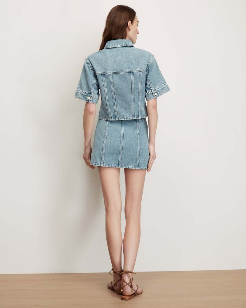 Veronica Beard Malcom Cropped Denim Jacket - Silver Dust
