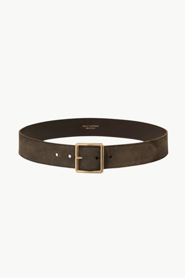 Nili Lotan Marcela Belt - Espresso With Gold Buckle