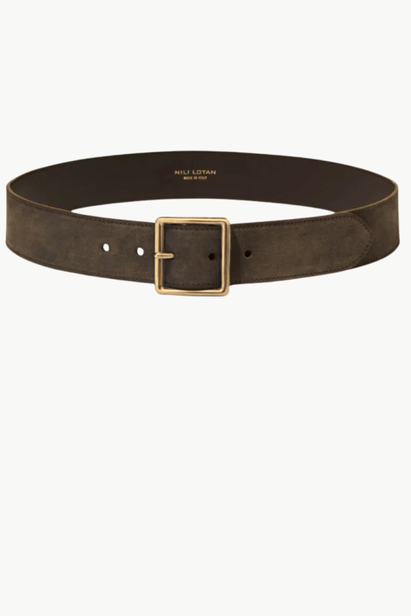 Nili Lotan Marcela Belt - Espresso With Gold Buckle