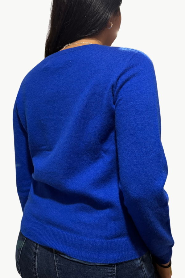 I Stole My Boyfriend's Shirt Menlo Cashmere Crew Sweater - Cobalt Blue/Yellow