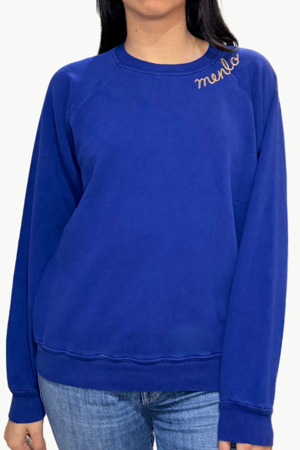 I Stole My Boyfriend's Shirt Menlo Crew Sweatshirt - Blue/Gold