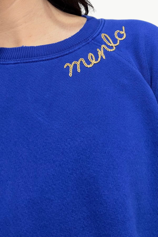 I Stole My Boyfriend's Shirt Menlo Crew Sweatshirt - Blue/Gold