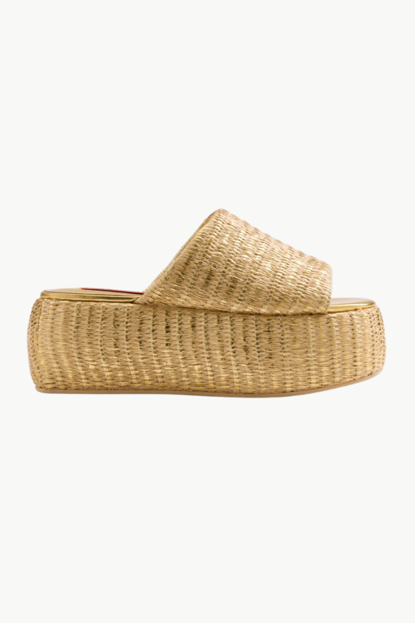 Simon Miller Metallic Raffia Cloudy Platform Sandal - Gold/Natural