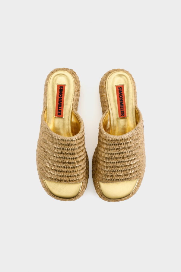 Simon Miller Metallic Raffia Cloudy Platform Sandal - Gold/Natural