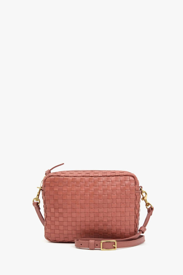 Clare V. Midi Sac Woven Checker Crossbody Bag - Rose Clay