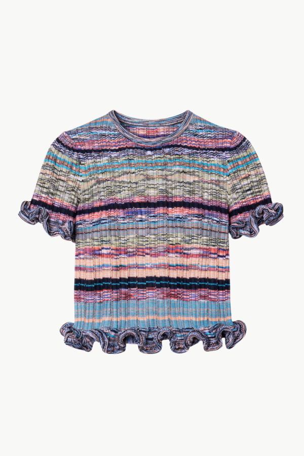 Ulla Johnson Miya Short Sleeve Knit Top - Azurite