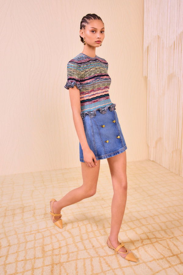 Ulla Johnson Miya Short Sleeve Knit Top - Azurite
