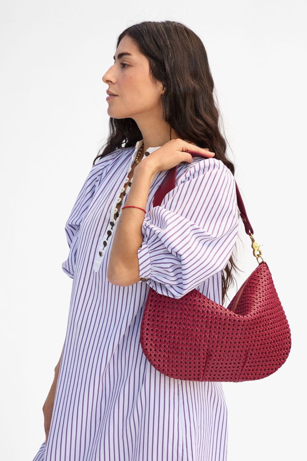 Clare V. Moyen Messenger Handbag - Plummy Rattan