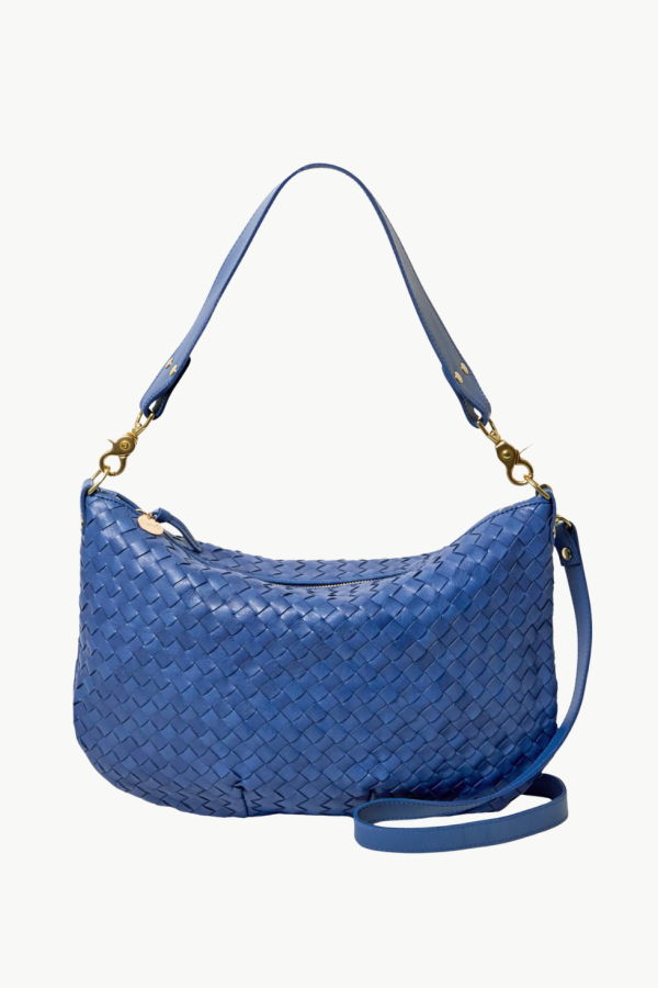 Clare V. Moyen Messenger Medium Woven Diagonal Handbag - French Blue