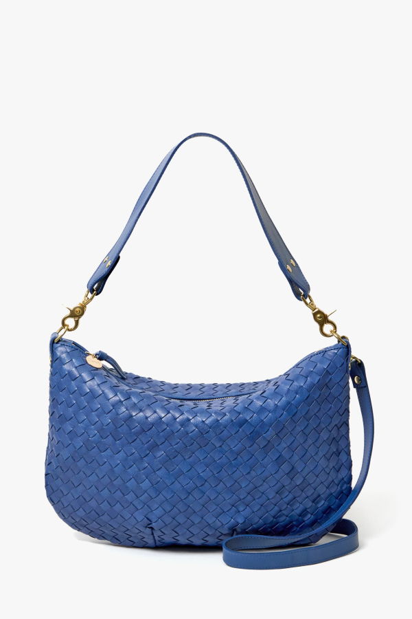 Clare V. Moyen Messenger Medium Woven Diagonal Handbag - French Blue