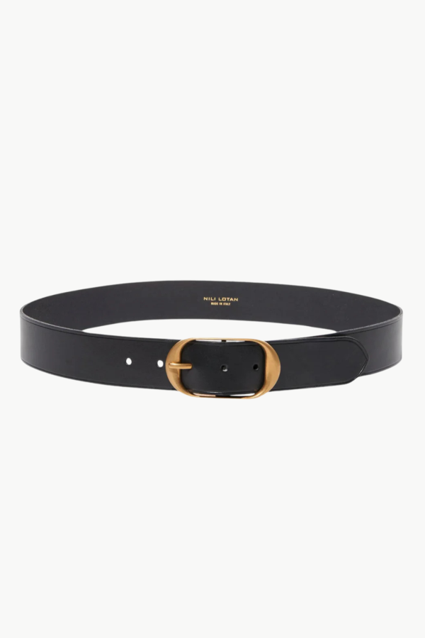 Nili Lotan Nili Belt - Black/Antique Brass Buckle