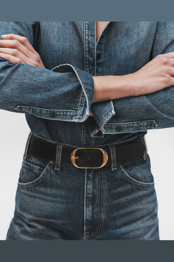 Nili Lotan Nili Belt - Black/Antique Brass Buckle