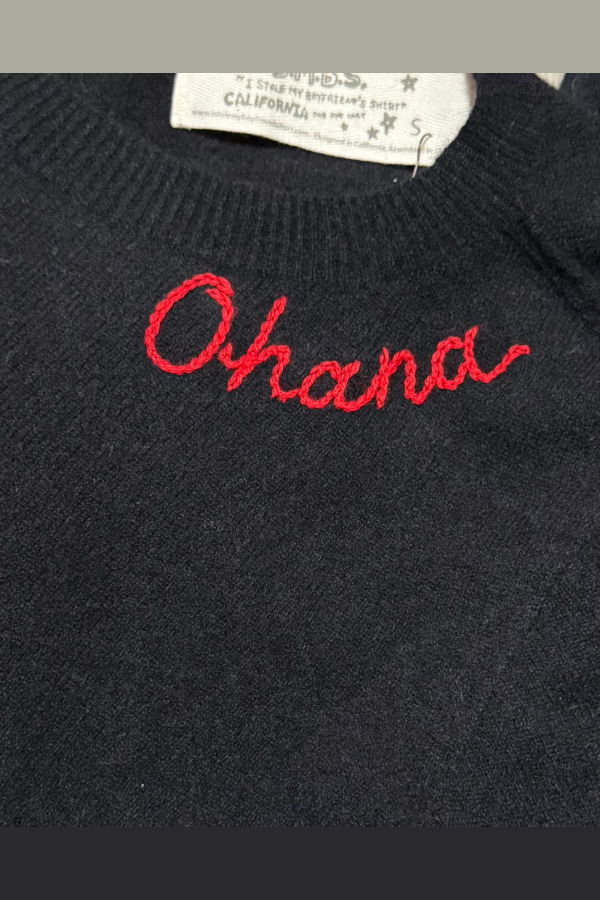 I Stole My Boyfriend's Shirt Ohana Cashmere Crew Sweater - Black/Red