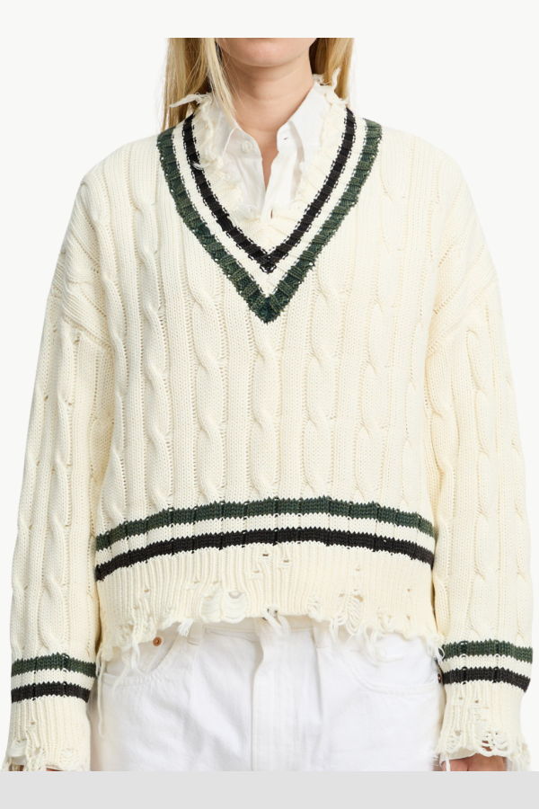 DENIMIST Oversized Cable Tennis Sweater