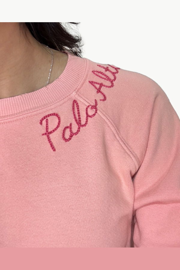 I Stole My Boyfriend's Shirt Palo Alto Crew Sweatshirt - Powder Pink