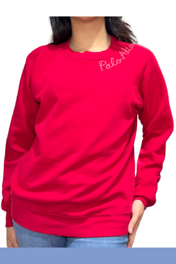 I Stole My Boyfriend's Shirt Palo Alto Crew Sweatshirt - Rose Red