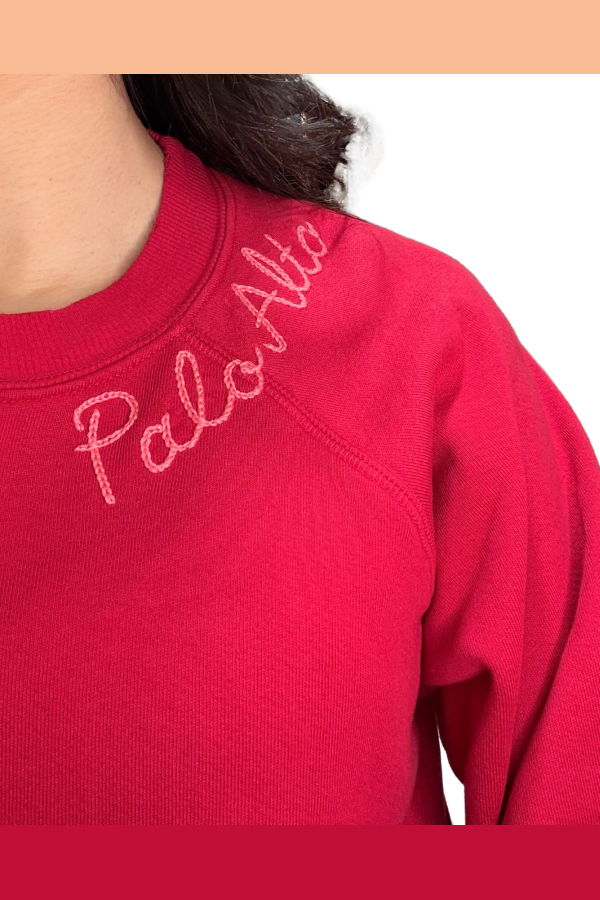 I Stole My Boyfriend's Shirt Palo Alto Crew Sweatshirt - Rose Red