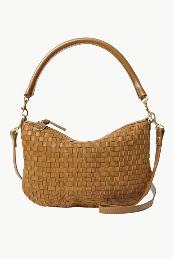 Clare V. Petit Moyen Messenger Leather/Suede Handbag - Sequoia