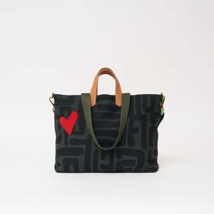 Ubuntu Life Carryall Bag - Safari Kuba with Red Beaded Heart