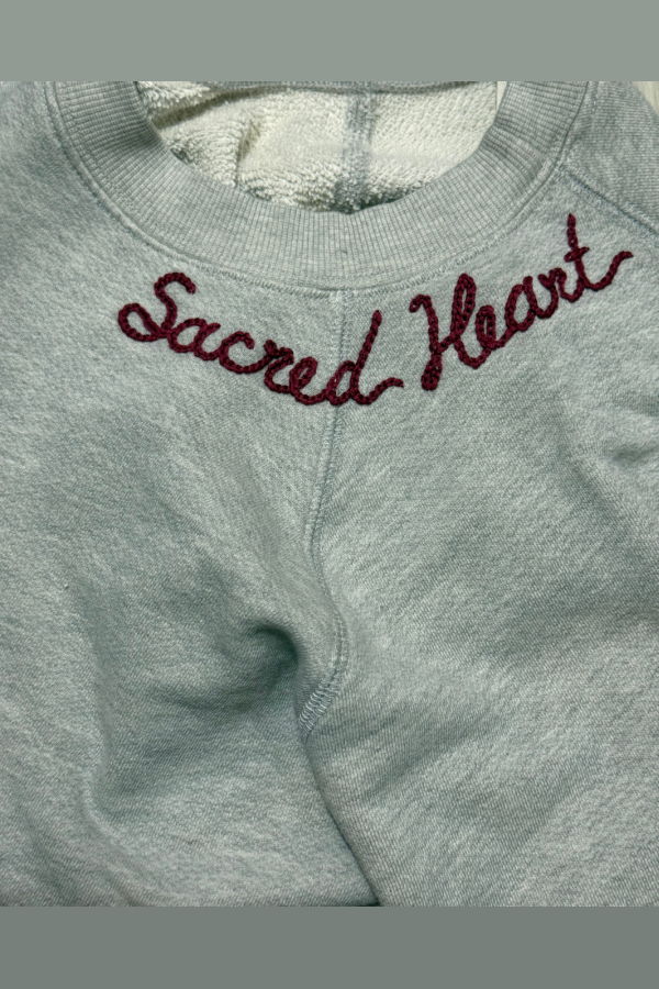 I Stole My Boyfriend's Shirt Sacred Heart Crew Sweatshirt - Grey/Maroon