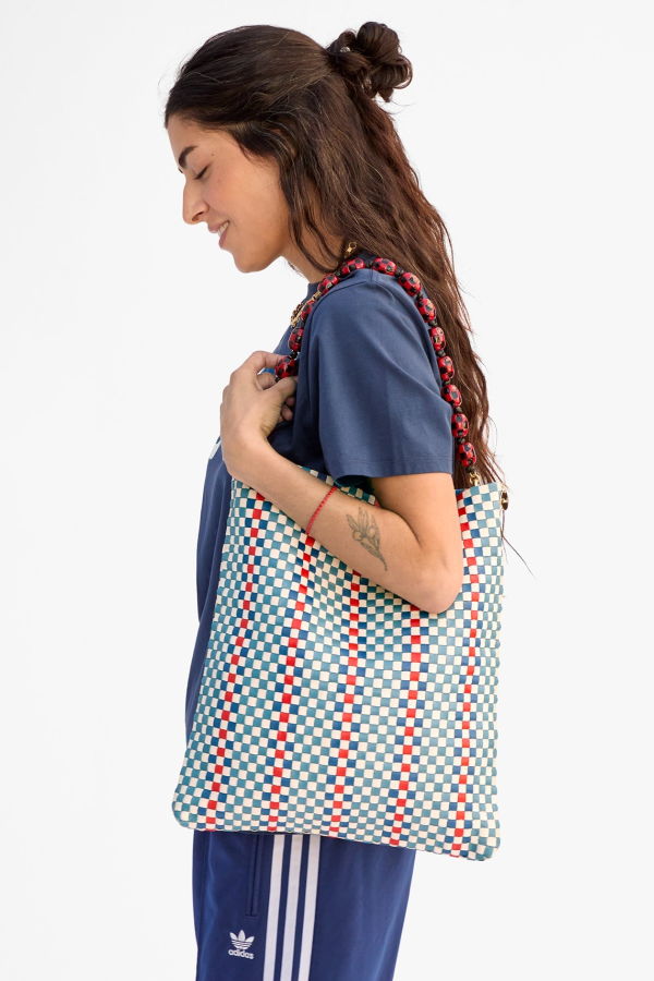 Clare V. Shortie Strap - Red/Black Checker
