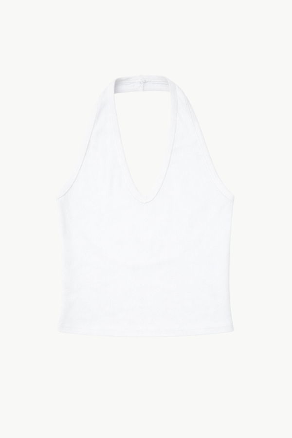Enza Costa Silk Rib U Halter Top - White