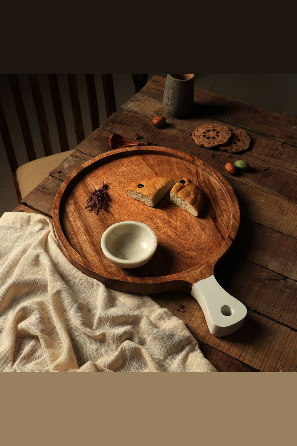Expo Bazaar Dunphy Handcrafted Wooden Cheese Board Serving Tray - Brown