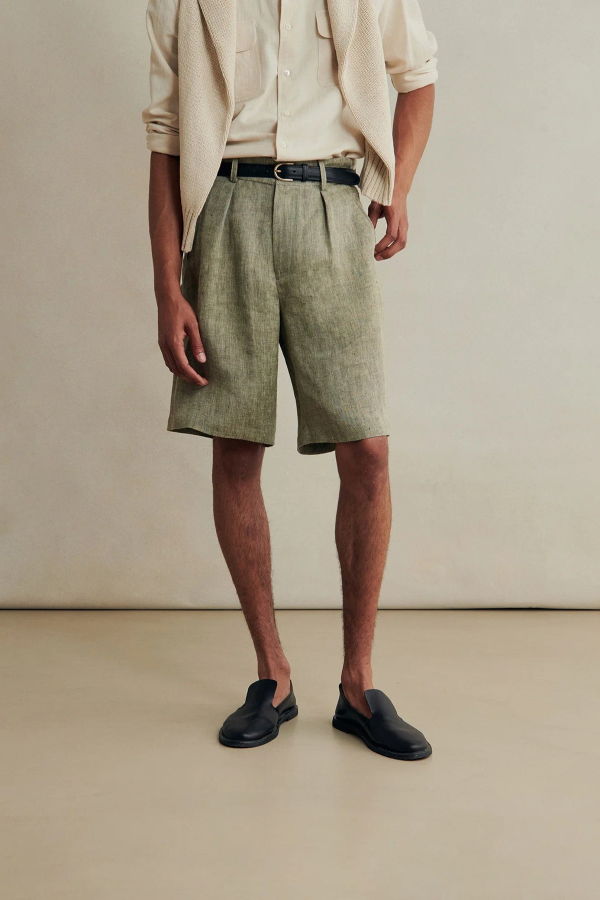De Bonne Facture Naturalist Shorts - Khaki + Ecru