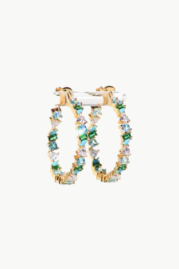 Native Gem Vienna Mini Hoops - Green Opal
