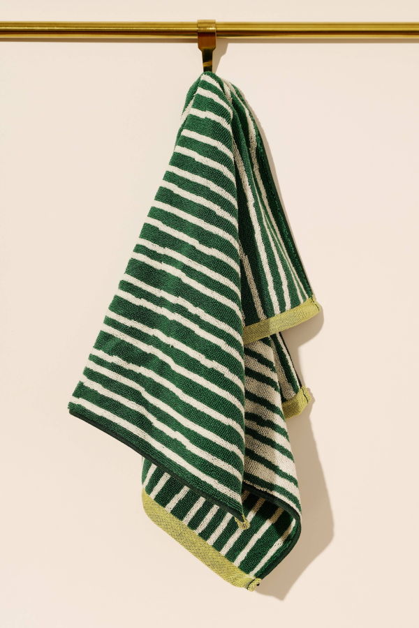 One & Only Paper Green Stripes Cotton Terry Towel