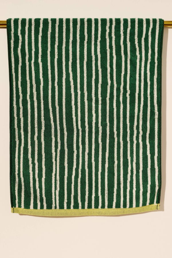 One & Only Paper Green Stripes Cotton Terry Towel