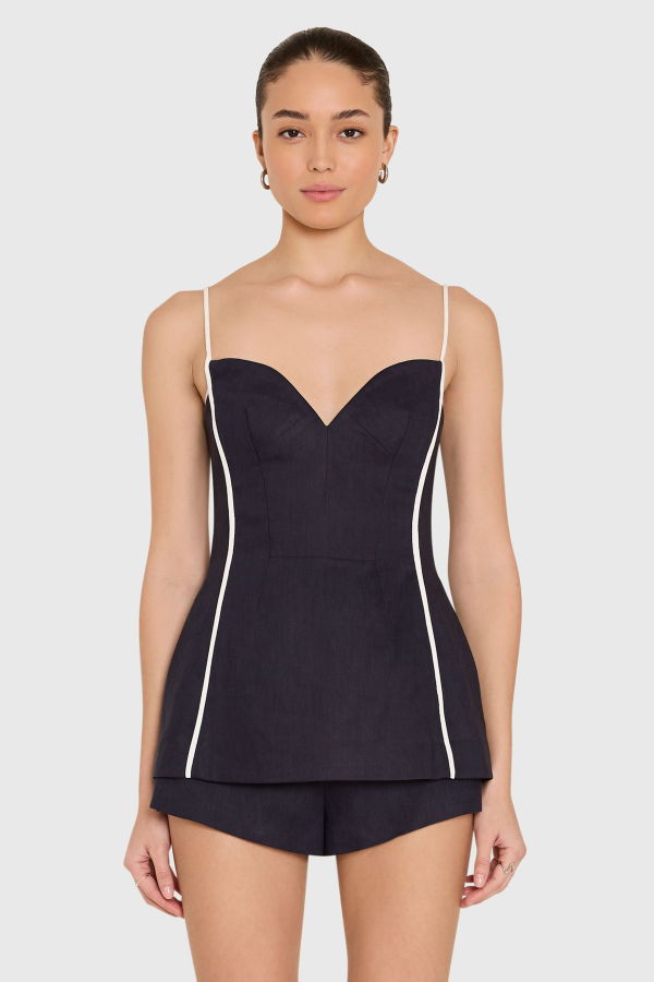 Amanda Uprichard Olivette Top - Navy/Ivory