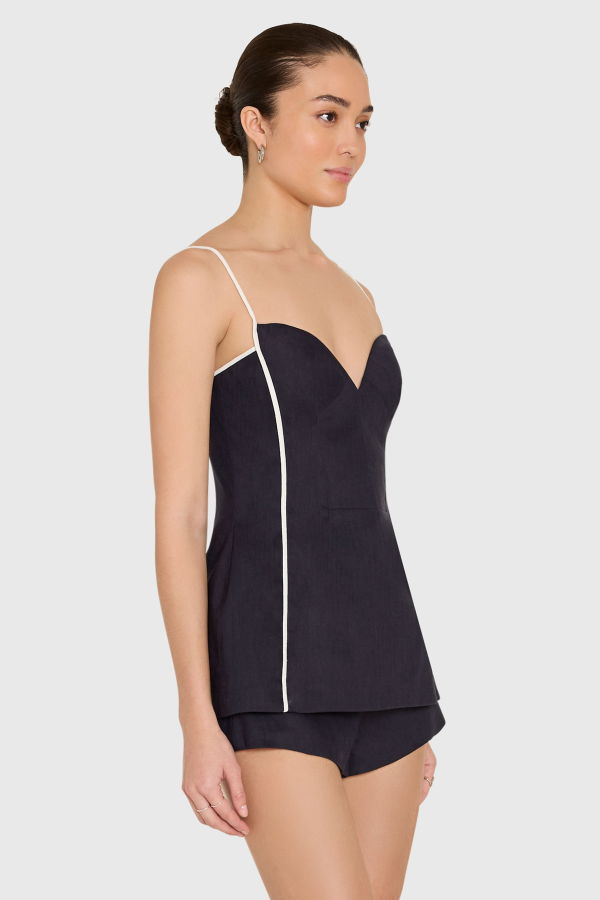 Amanda Uprichard Olivette Top - Navy/Ivory