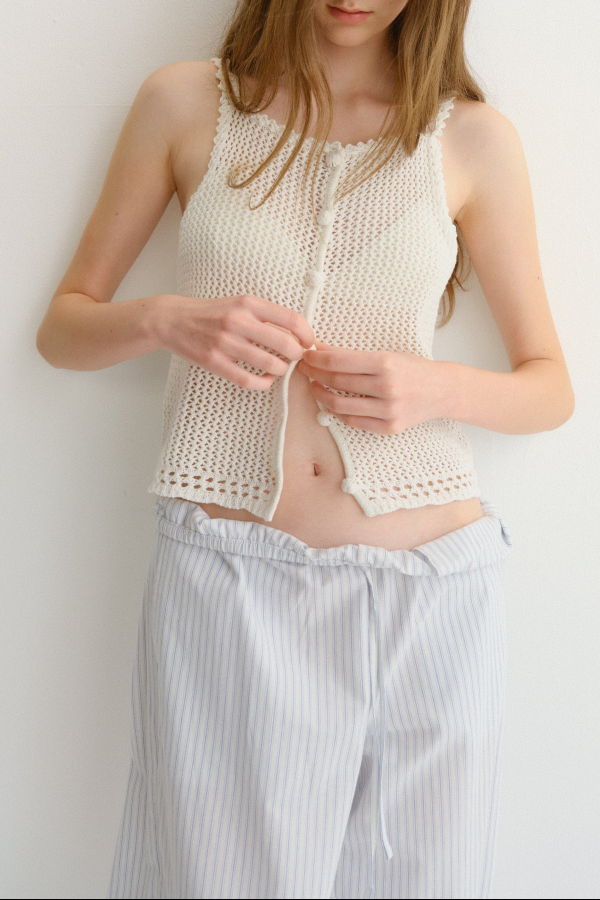 Dunst Crochet Bustier Knit Top - Ivory