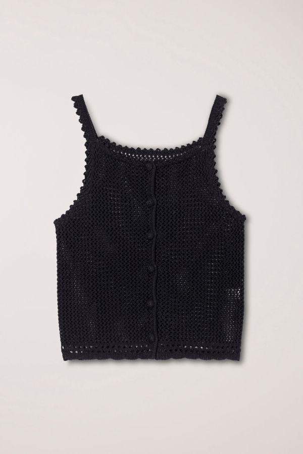 Dunst Crochet Bustier Knit Top - Black