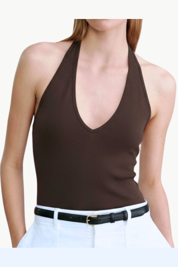 Nili Lotan Britt Halter Top - Cocoa