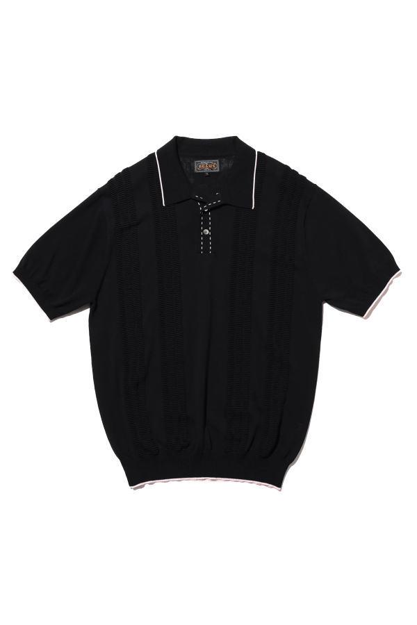 Beams Plus Knit Polo Raised Pattern Jacquard Line