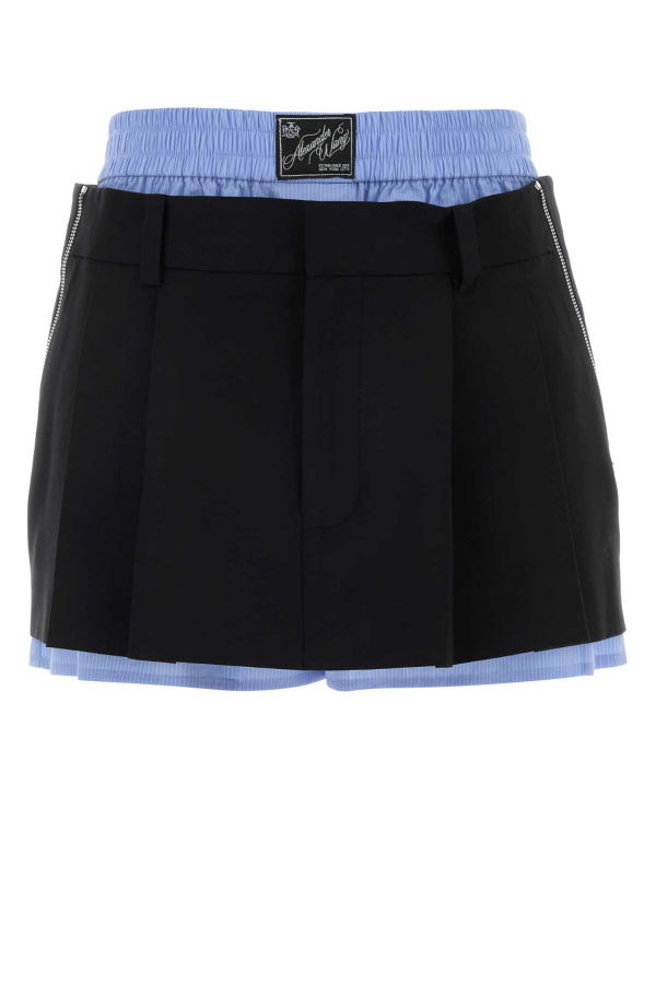ALEXANDER WANG Black Twill Pant-Skirt Shorts - Black/Oxford Blue