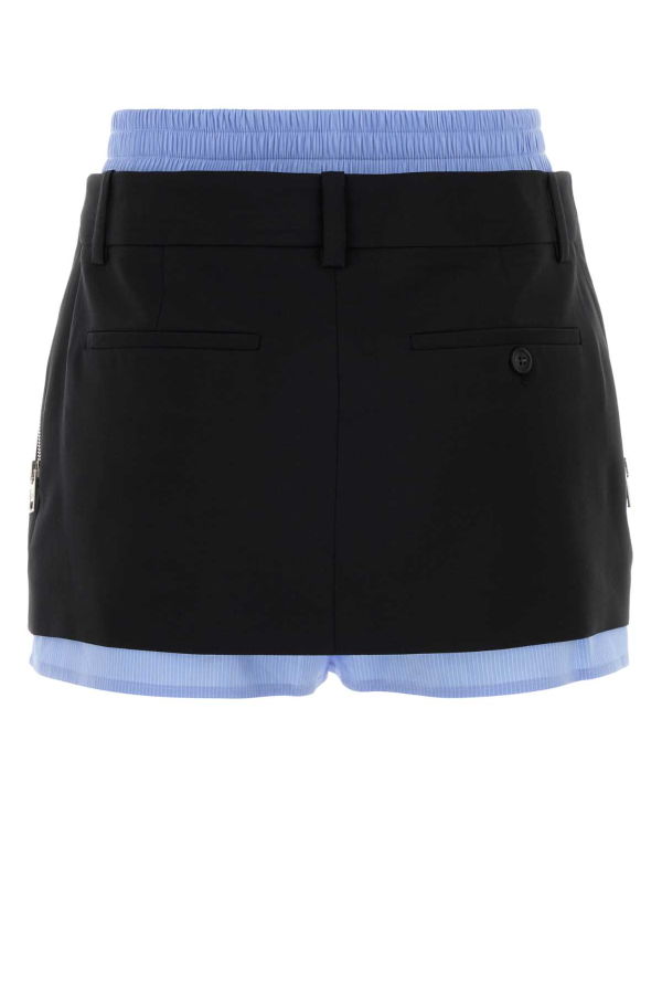 ALEXANDER WANG Black Twill Pant-Skirt Shorts - Black/Oxford Blue