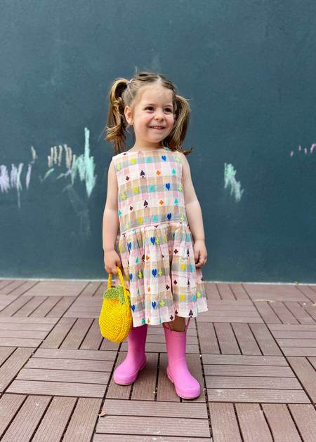 ワンピース CAROLINE BOSMANS DRESS POPPY SOFT ROSE Kids caroline bosmans layered dress - poppy princess Pink | Garmentory