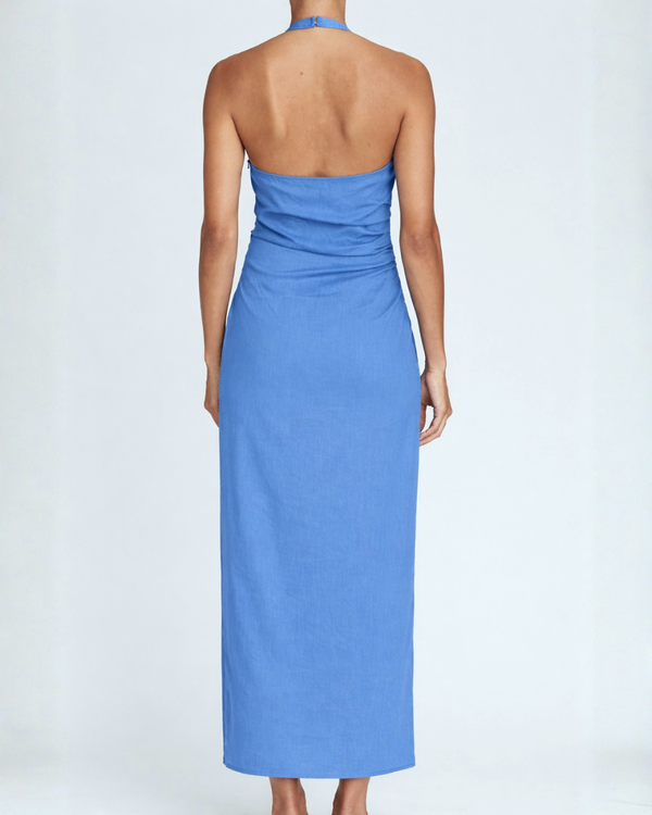 alc sylvie halter midi dress A.L.C. Linen - Tahoe Blue On Sale