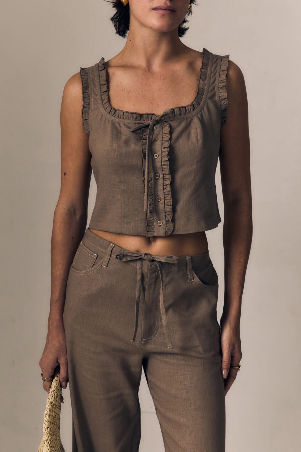 Le Jean Linen Ruffle Cami
