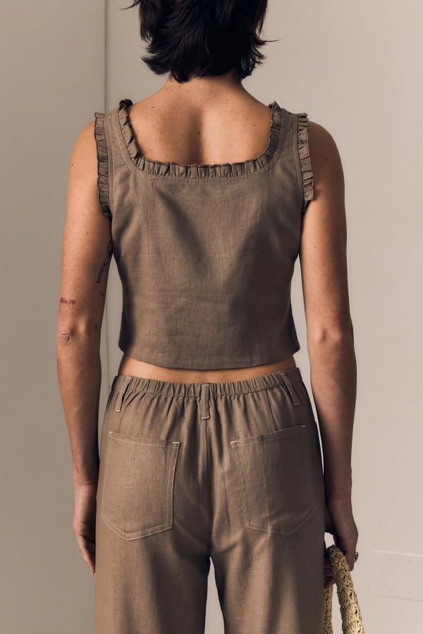 Le Jean Linen Ruffle Cami