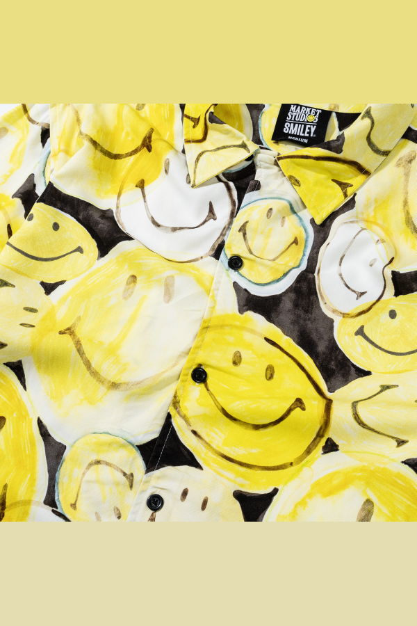 MARKET Smiley All The Time SS Woven Top - Yellow/Black