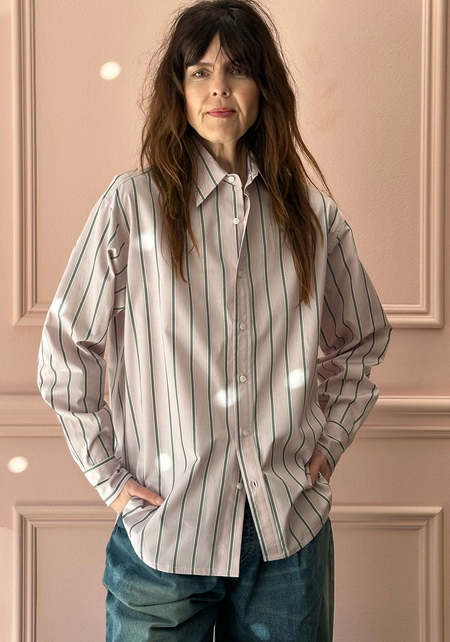 LES PRAIRIES DE PARIS　LONDON STRIPE シャツ LES PRAIRIES DE PARIS Student Shirt - Blue/White | Garmentory
