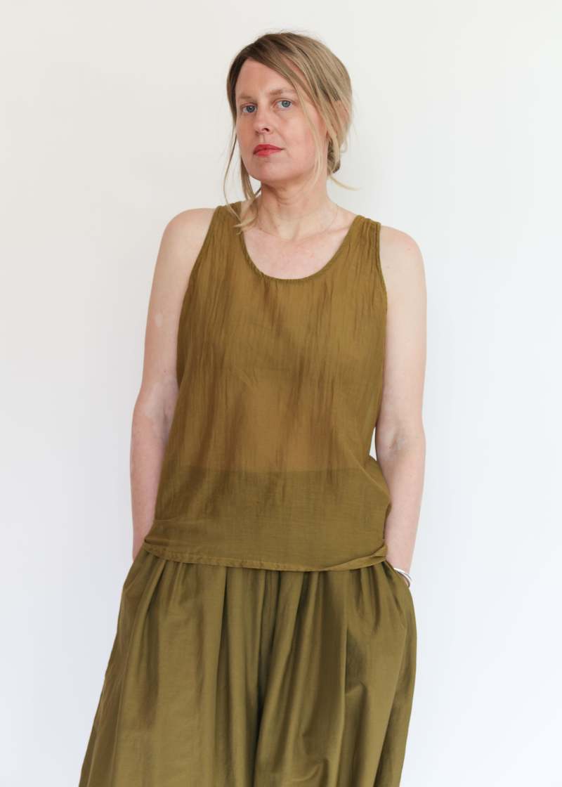 Black Crane Loose Tank Top