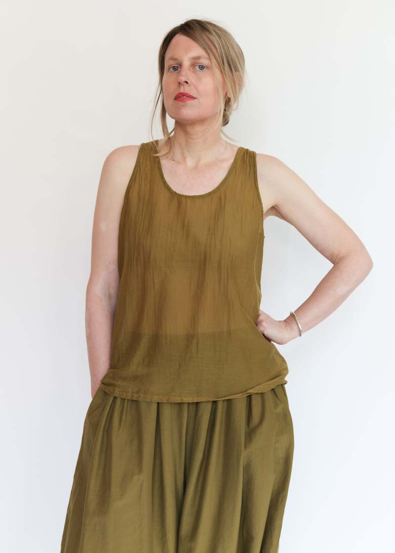 Black Crane Loose Tank Top