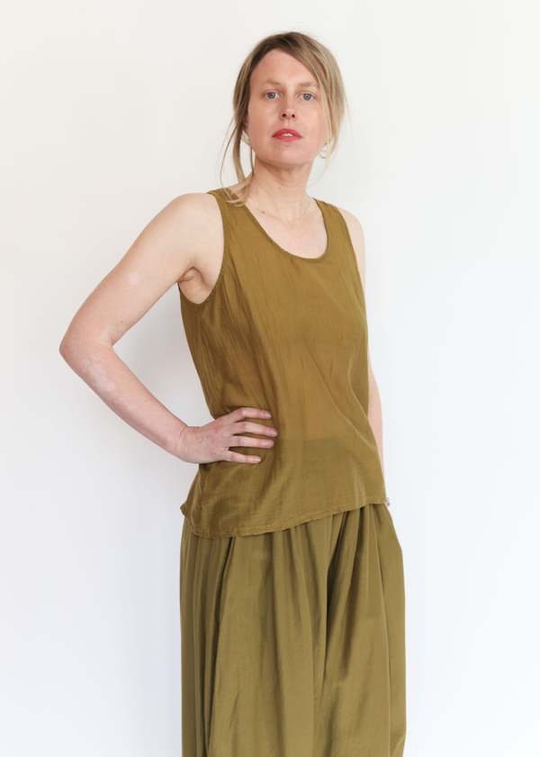 Black Crane Loose Tank Top